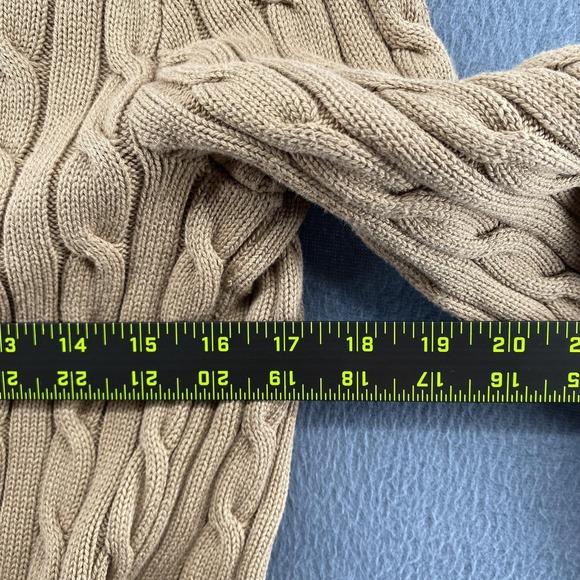 Lauren Ralph Lauren Sweater Womens Medium Beige Cable Knit Wrap Belted Cotton - Picture 7 of 9